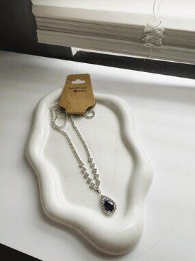 Amazon Teardrop Pave Set Sapphire Necklace